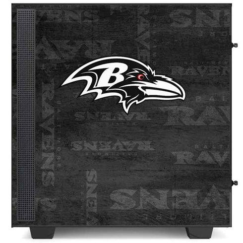 NFL Baltimore Ravens Black & White NZXT H510 Compact ATX Mid-Tower Case Skin