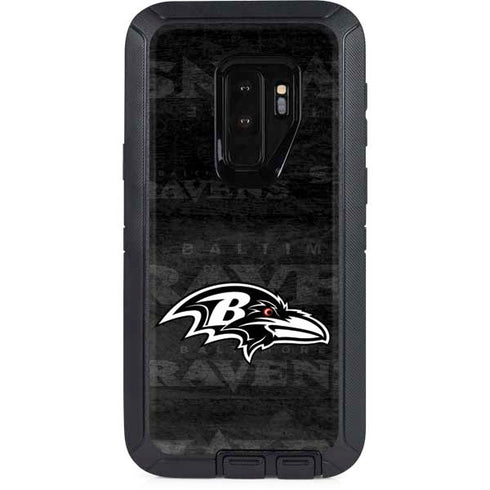 NFL Baltimore Ravens Black & White Otterbox Defender Galaxy Skin