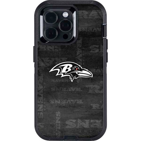 NFL Baltimore Ravens Black & White Otterbox Defender iPhone Skin