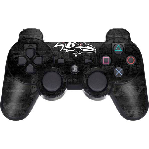 NFL Baltimore Ravens Black & White PS3 Dual Shock wireless controller Skin