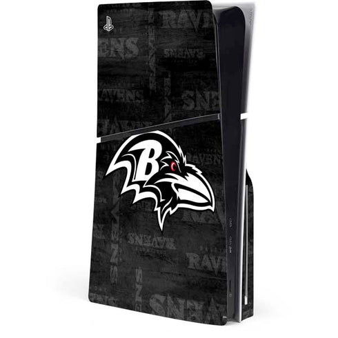 NFL Baltimore Ravens Black & White PS5 Slim Disk Console Skin