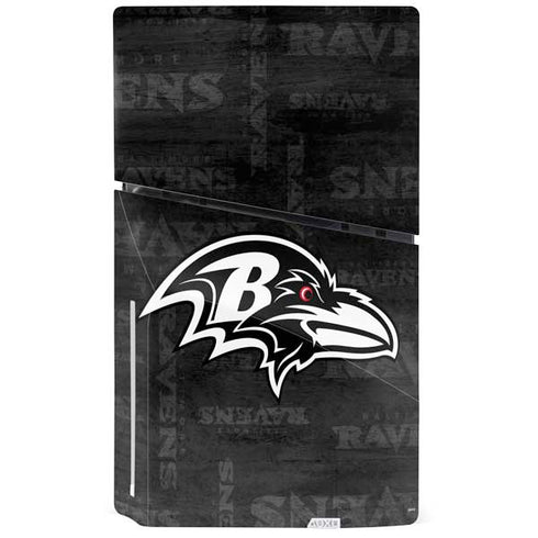 NFL Baltimore Ravens Black & White PS5 Slim Disk Console Skin
