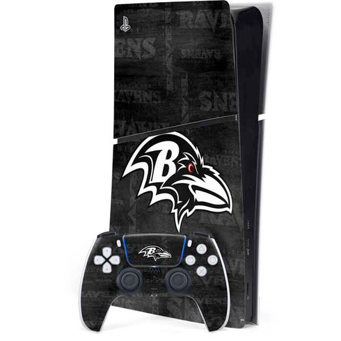 NFL Baltimore Ravens Black & White PS5 Slim Digital Edition Console Skin