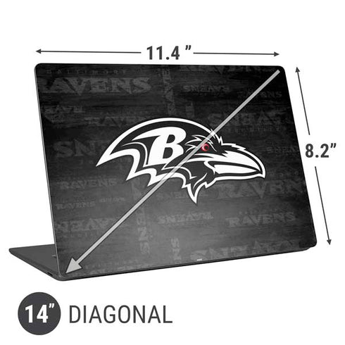 NFL Baltimore Ravens Black & White Universal Laptop 14in (11.4 x 8.2in) Skin