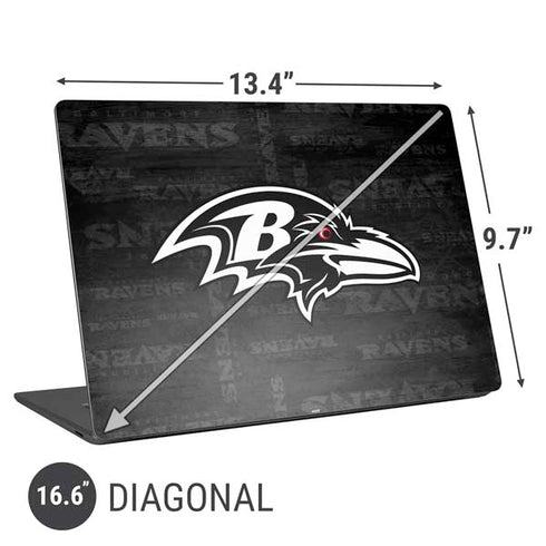 NFL Baltimore Ravens Black & White Universal Laptop 16.6in (13.4 x 9.7in) Skin