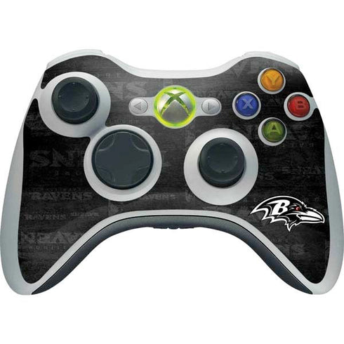 NFL Baltimore Ravens Black & White Xbox 360 Wireless Controller Skin
