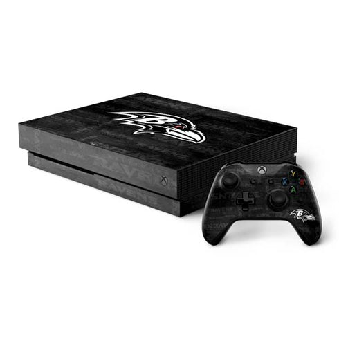 NFL Baltimore Ravens Black & White Xbox One X Bundle Skin