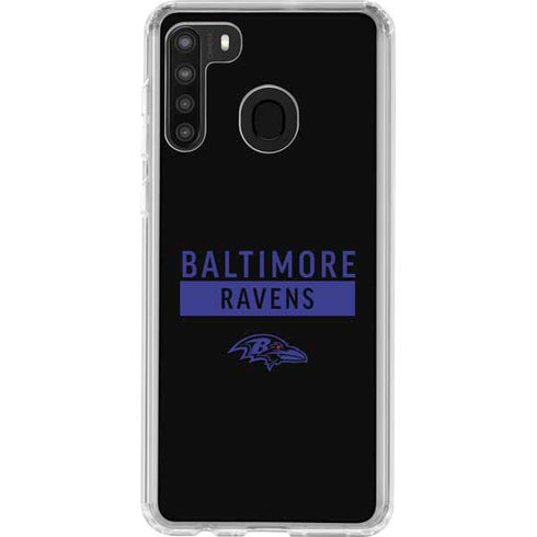 NFL Baltimore Ravens Black Performance Series Galaxy A21 Clear Case