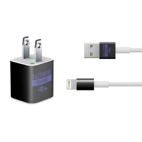 NFL Baltimore Ravens Black Performance Series iPhone Charger (5W USB) Skin