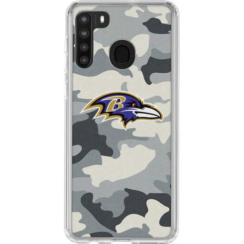 NFL Baltimore Ravens Camo Galaxy A21 Clear Case