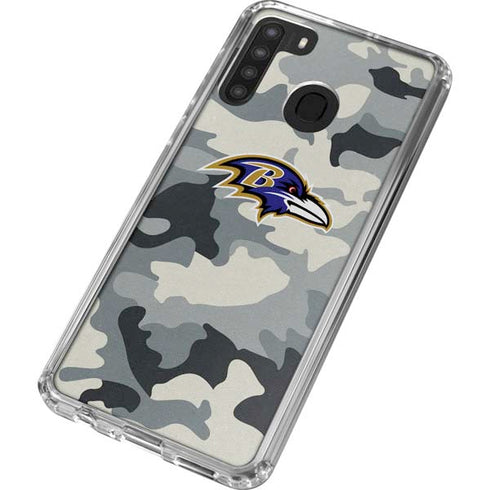NFL Baltimore Ravens Camo Galaxy A21 Clear Case