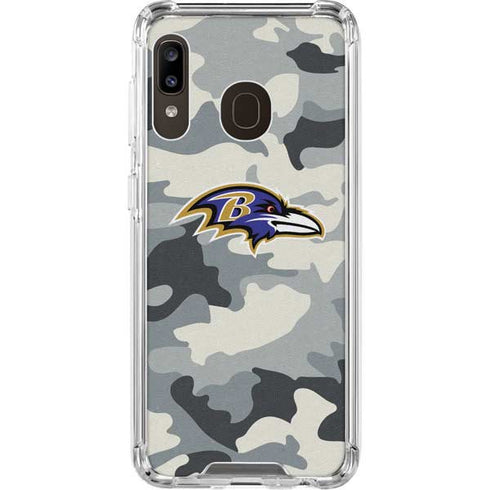 NFL Baltimore Ravens Camo Galaxy A30 Clear Case