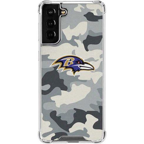 NFL Baltimore Ravens Camo Galaxy S21 FE Clear Case