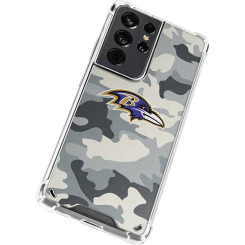NFL Baltimore Ravens Camo Galaxy S21 Ultra 5G Clear Case
