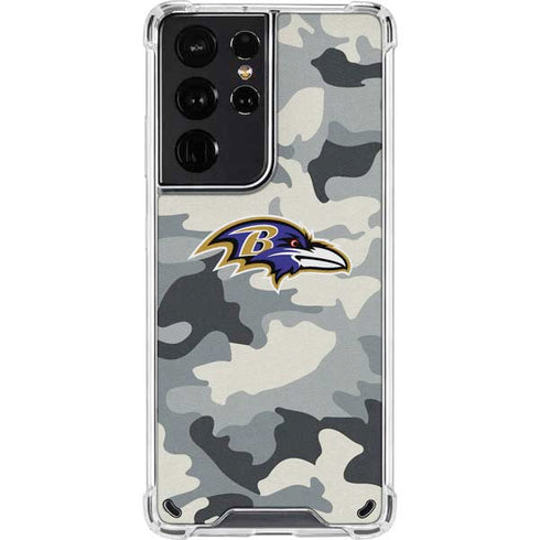 NFL Baltimore Ravens Camo Galaxy S21 Ultra 5G Clear Case