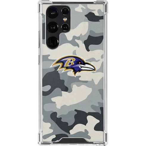 NFL Baltimore Ravens Camo Galaxy S22 Ultra Clear Case