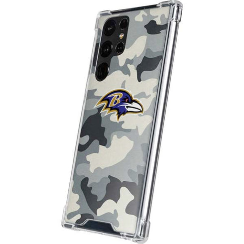 NFL Baltimore Ravens Camo Galaxy S22 Ultra Clear Case