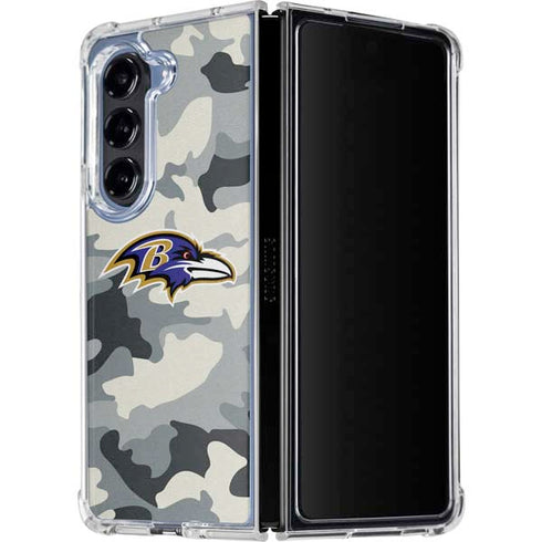 NFL Baltimore Ravens Camo Galaxy Z Fold5 5G Clear Case