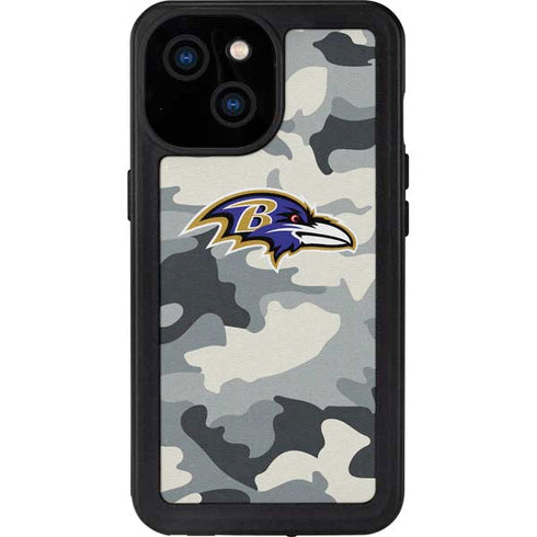 NFL Baltimore Ravens Camo iPhone 13 Mini Waterproof Case