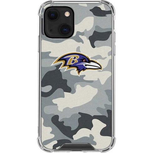 NFL Baltimore Ravens Camo iPhone 15 Plus Clear Case