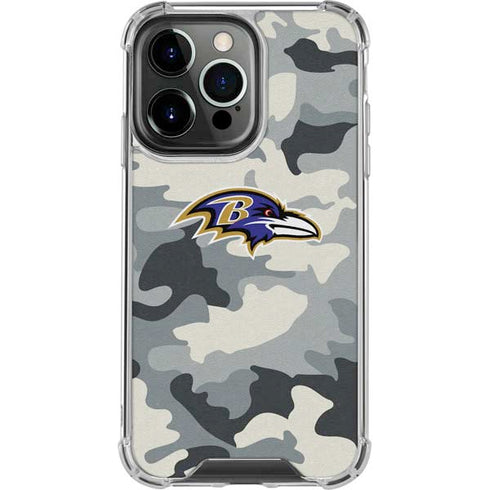 NFL Baltimore Ravens Camo iPhone 15 Pro Clear Case