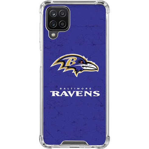 NFL Baltimore Ravens Distressed Galaxy A12 Clear Case