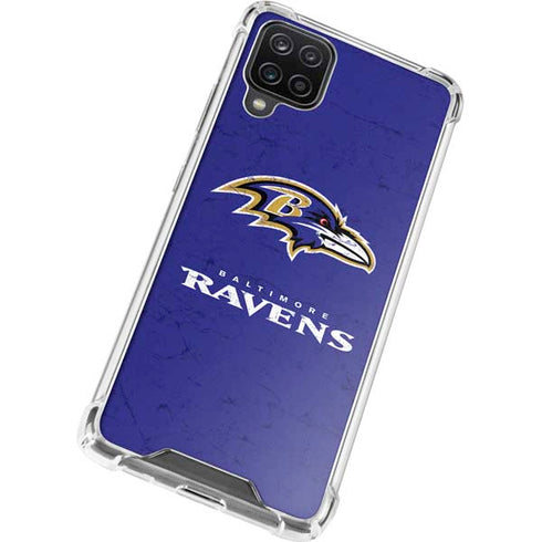 NFL Baltimore Ravens Distressed Galaxy A12 Clear Case