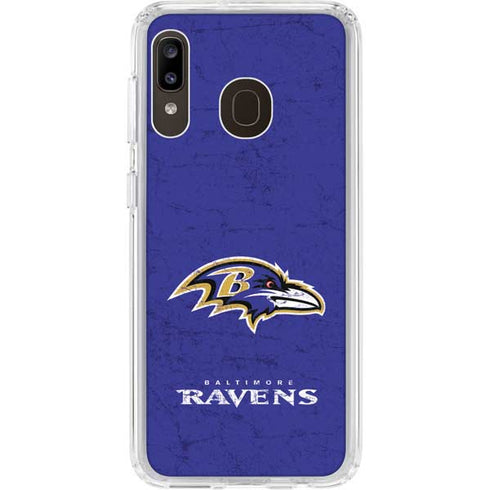 NFL Baltimore Ravens Distressed Galaxy A20 Clear Case