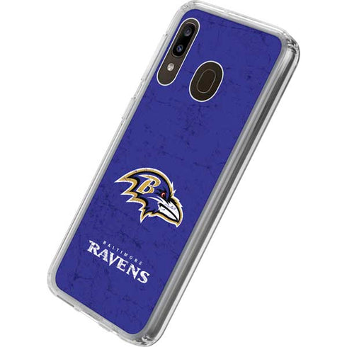 NFL Baltimore Ravens Distressed Galaxy A20 Clear Case
