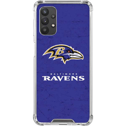 NFL Baltimore Ravens Distressed Galaxy A32 5G Clear Case