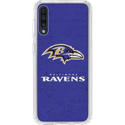 NFL Baltimore Ravens Distressed Galaxy A50 Clear Case