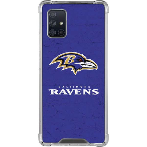 NFL Baltimore Ravens Distressed Galaxy A71 5G Clear Case