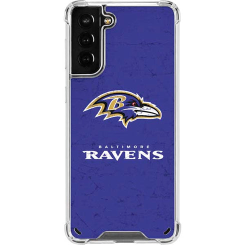 NFL Baltimore Ravens Distressed Galaxy S21 Plus 5G Clear Case