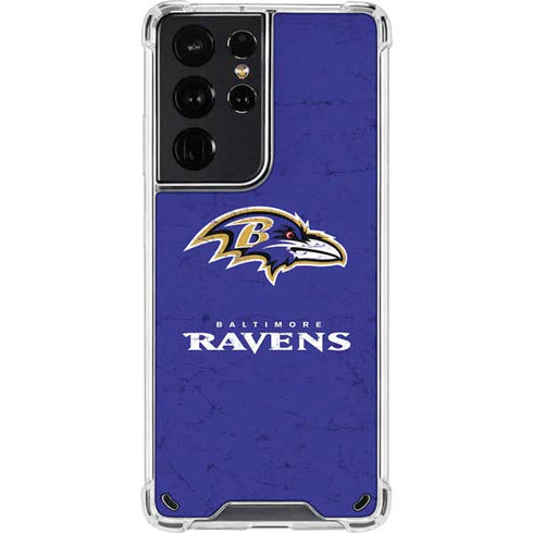 NFL Baltimore Ravens Distressed Galaxy S21 Ultra 5G Clear Case