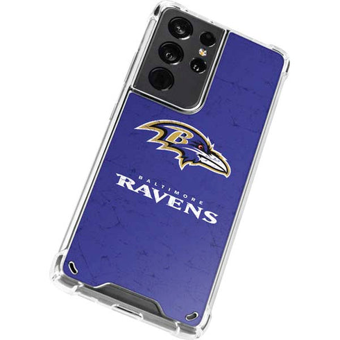 NFL Baltimore Ravens Distressed Galaxy S21 Ultra 5G Clear Case