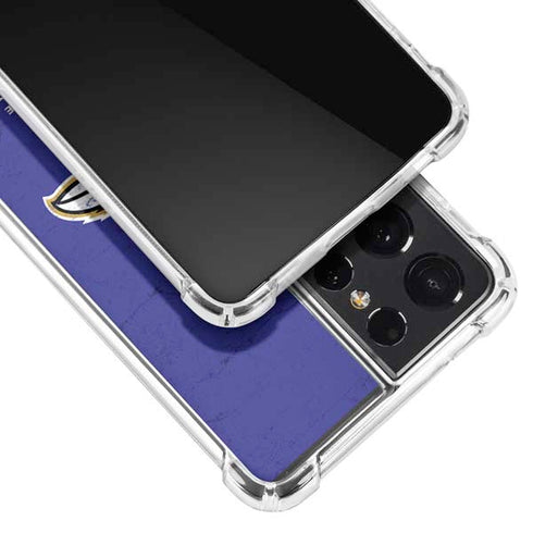 NFL Baltimore Ravens Distressed Galaxy S21 Ultra 5G Clear Case