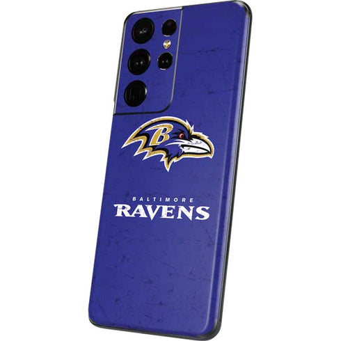 NFL Baltimore Ravens Distressed Galaxy S21 Ultra 5G Skin