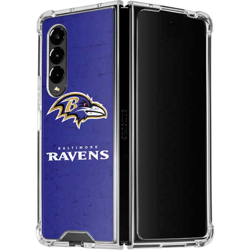 NFL Baltimore Ravens Distressed Galaxy Z Fold4 5G Clear Case