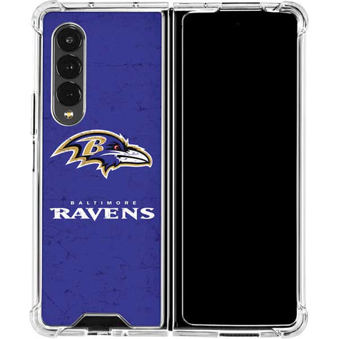 NFL Baltimore Ravens Distressed Galaxy Z Fold4 5G Clear Case