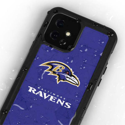 NFL Baltimore Ravens Distressed iPhone 12 Mini Waterproof Case