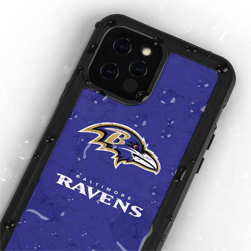 NFL Baltimore Ravens Distressed iPhone 12 Pro Waterproof Case