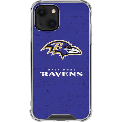 NFL Baltimore Ravens Distressed iPhone 13 Mini Clear Case