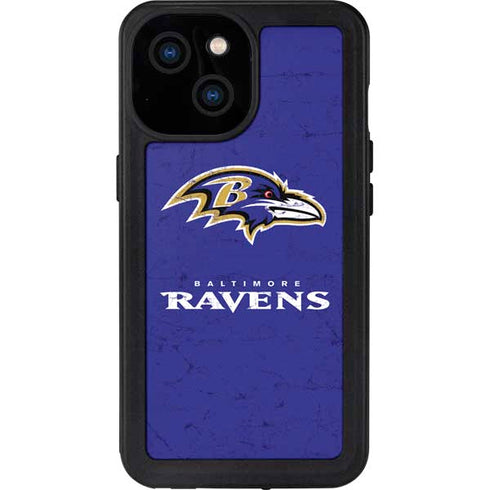 NFL Baltimore Ravens Distressed iPhone 13 Mini Waterproof Case