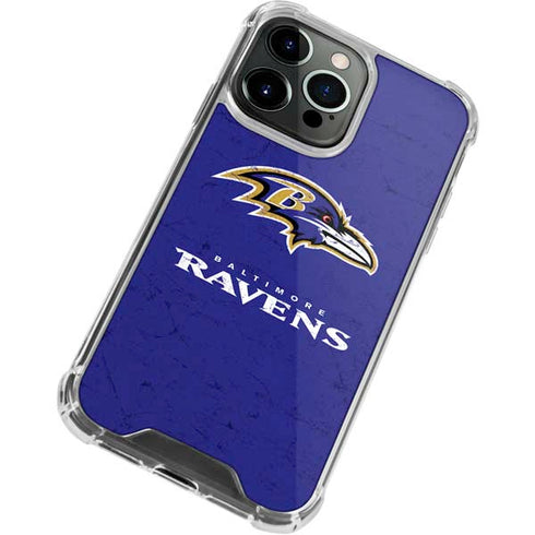 NFL Baltimore Ravens Distressed iPhone 13 Pro Max Clear Case