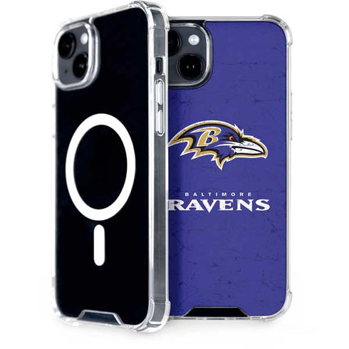 NFL Baltimore Ravens Distressed iPhone 15 Plus MagSafe Case
