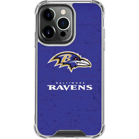 NFL Baltimore Ravens Distressed iPhone 15 Pro Clear Case