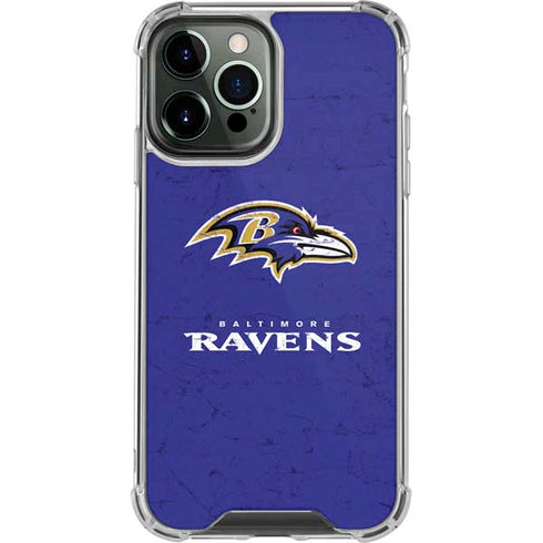 NFL Baltimore Ravens Distressed iPhone 14 Pro Max Clear Case