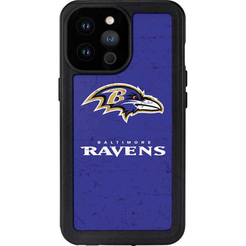 NFL Baltimore Ravens Distressed iPhone 14 Pro Max Waterproof Case