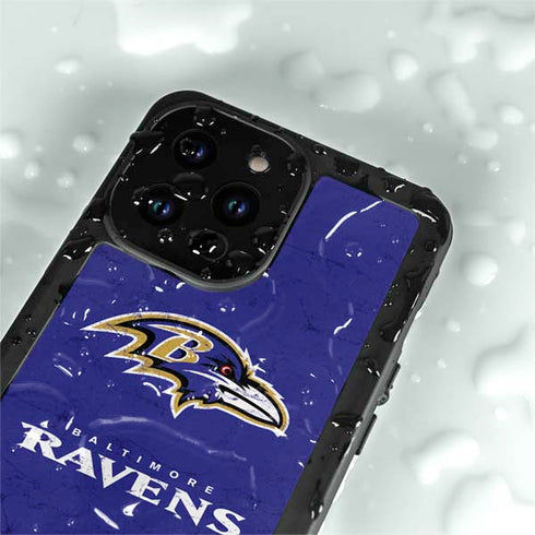 NFL Baltimore Ravens Distressed iPhone 14 Pro Max Waterproof Case