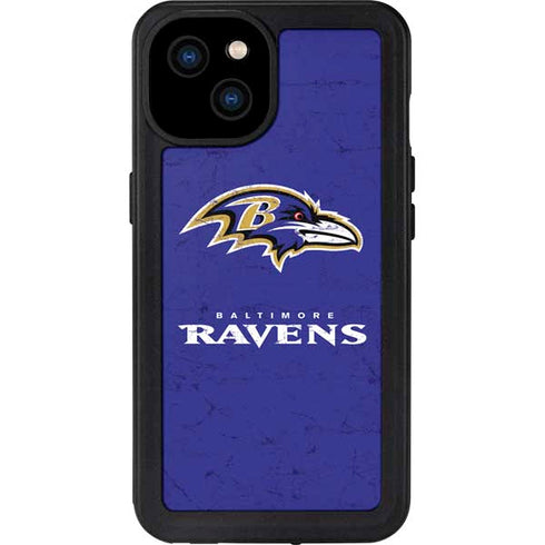 NFL Baltimore Ravens Distressed iPhone 15 Plus Waterproof Case